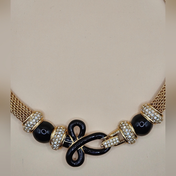 VINTAGE SWAROVSKI CRYSTAL SWAN LOGO NECKLACE - Picture 4 of 6